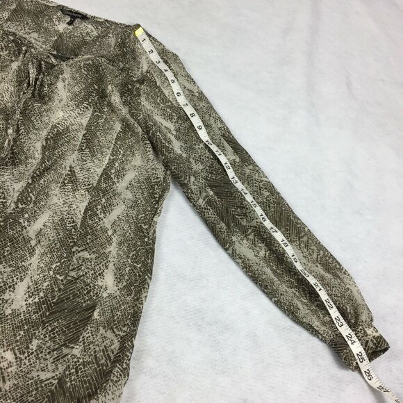 Daisy Fuentes Peasant Blouse Size Small Womens Beige Cream Sheer Print Top S - Picture 7 of 7